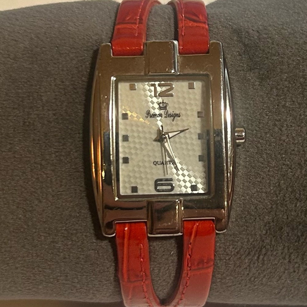 Premier Designs Women's Quartz Watch Red Leather Band